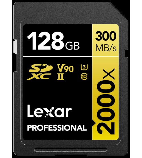 LEXAR SDcard 2000x SDXC UHS-II Card GOLD Series 128GB W 260MB/s 300MB/s LSD2000128G-BNNNG 